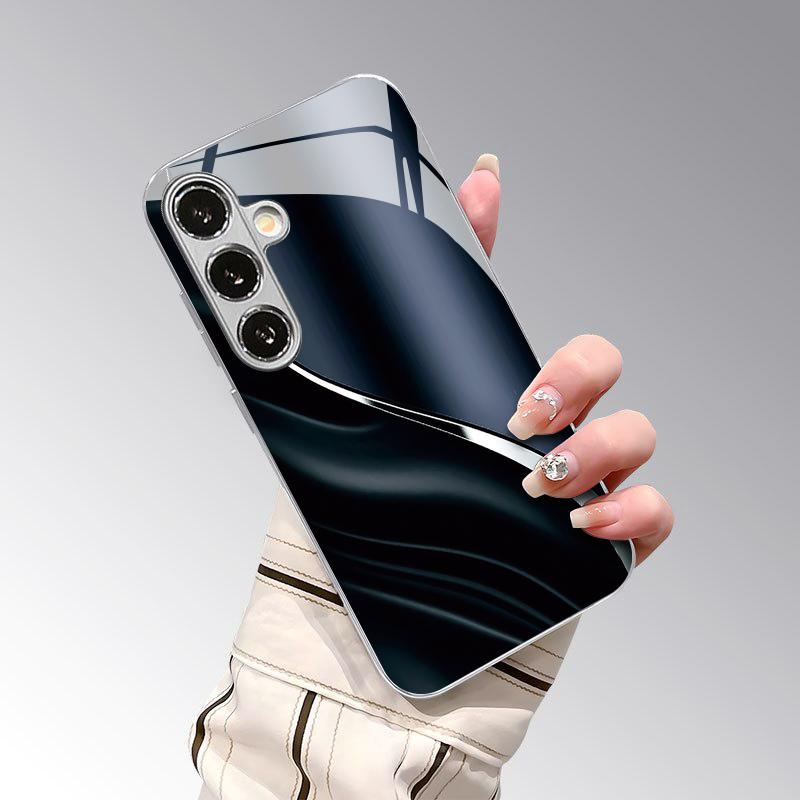 Morden Blue Streamline Pattern 2D Phone Case for Samsung S26 S25 S24 S23 S22 S21 S20 A56 A36 A16 - Glass Protective Cover