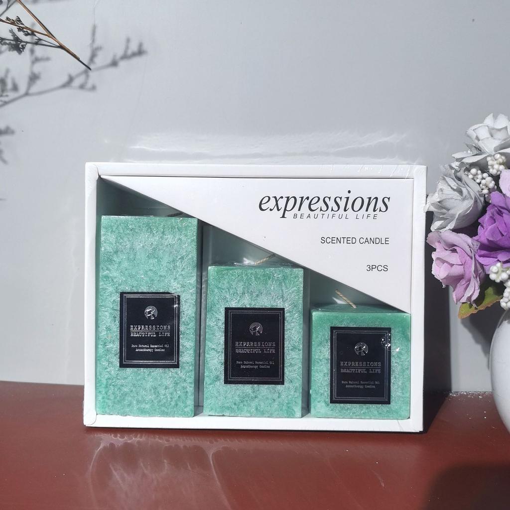 Classic Ice Flower Wax Square Pillar Scented Candle Home Non-Romantic Wedding Long Pole Pillar Wax Set