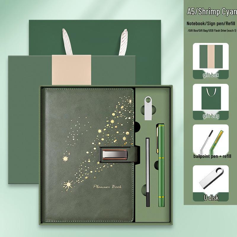 Set de regalo de cuaderno Star Double Line 2026: Libro de registro de reuniones de negocios y oficina de mayor grosor