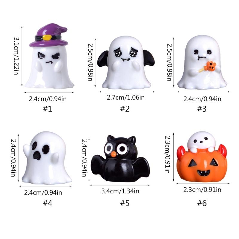 Resin Decorative Pumpkin Ghost Figurine Colorful Halloween Theme for Home and Office