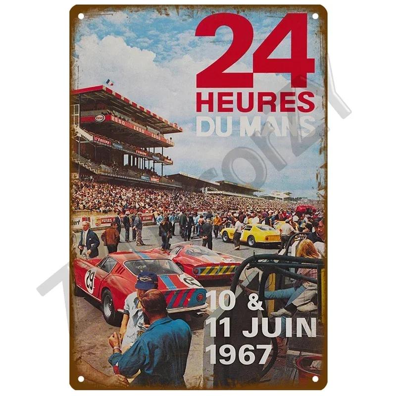 24H Lemans Racing Compettion In 1999 Metal Tin Sign Decor Vintage Wall Plate Poster Classic Tinplate Plaques Garage Bar Decor