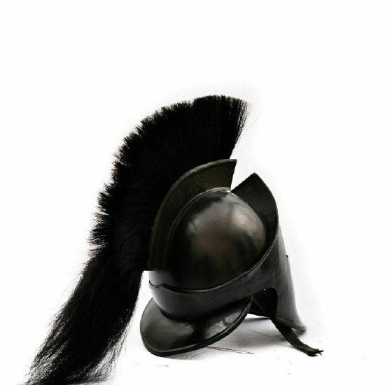 Middelaldersk spartansk gresk 300 rustningsstålhjelm King Leonidas sca/larp med plume