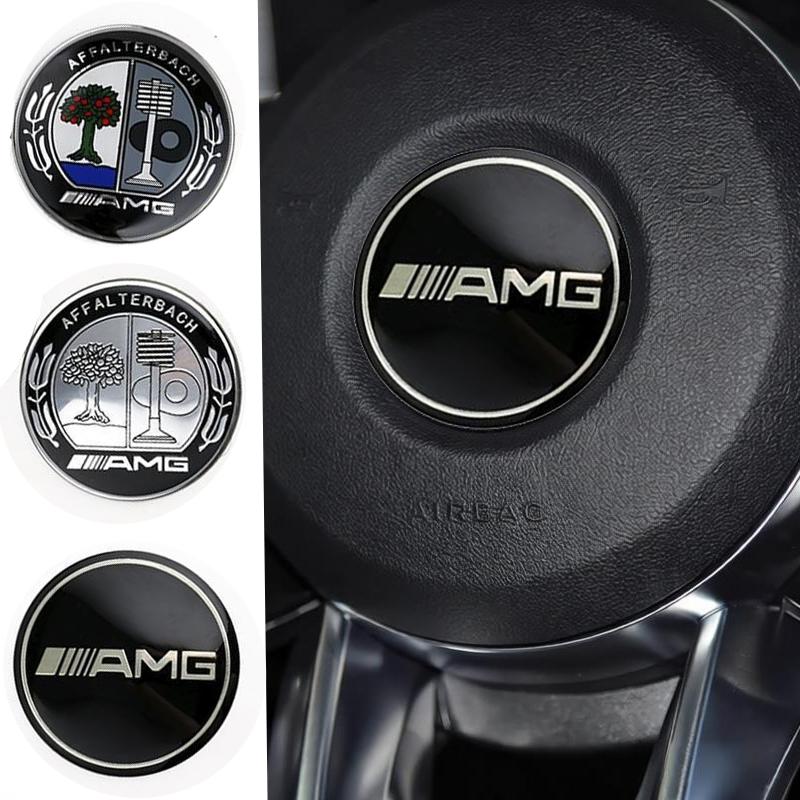 DUJF1 Aluminum 52mm Car Steering Wheel Center Emblem Inner Sticker for Mercedes Benz AMG W205 W212 W213 W220 W221 W202 W204 GLE GLC