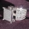 Luxury Platinum Plated Diamond Cut-out Ring - r6512