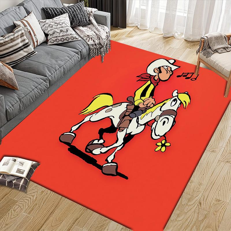 Lucky Luke2 Flannel Pattern Square Carpet,Area Rug,Carpet Rug for Living Room Bedroom Sofa Playroom Decor,Non-slip Floor Mat