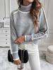 Women's Loose Fit High Neck Solid Color Knit Pullover Sweater