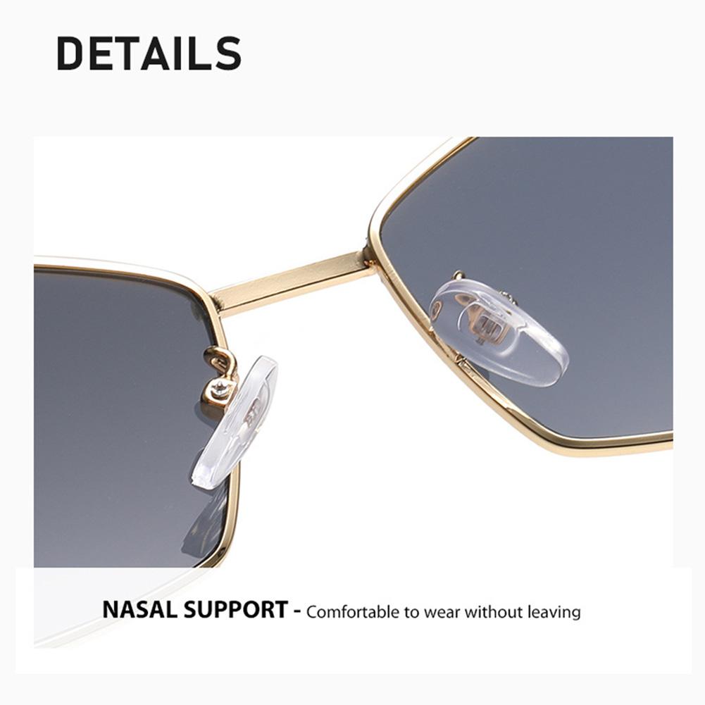 Модные винтажные солнцезащитные очки в форме ромба с полигональной металлической оправой — фото 5