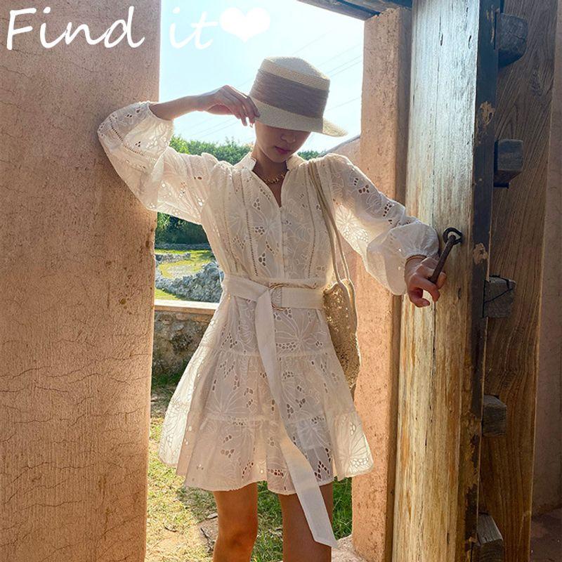 

Women s New Lily Dress Niche Style Cotton Embroider White S