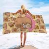 1pc of Ultra-soft Fiber Beach Towel - Towel with Cartoon Capybara Milk Tea Pattern, Modern Design Suitable for Beach, Swimming