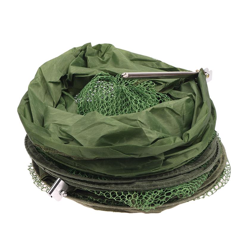 Portable Quick-Drying Nylon Mesh Steel Ring Folding Fishing Net Fish Crab Lobsters Mesh Cage Bucket Anti-Jump Storage Bag