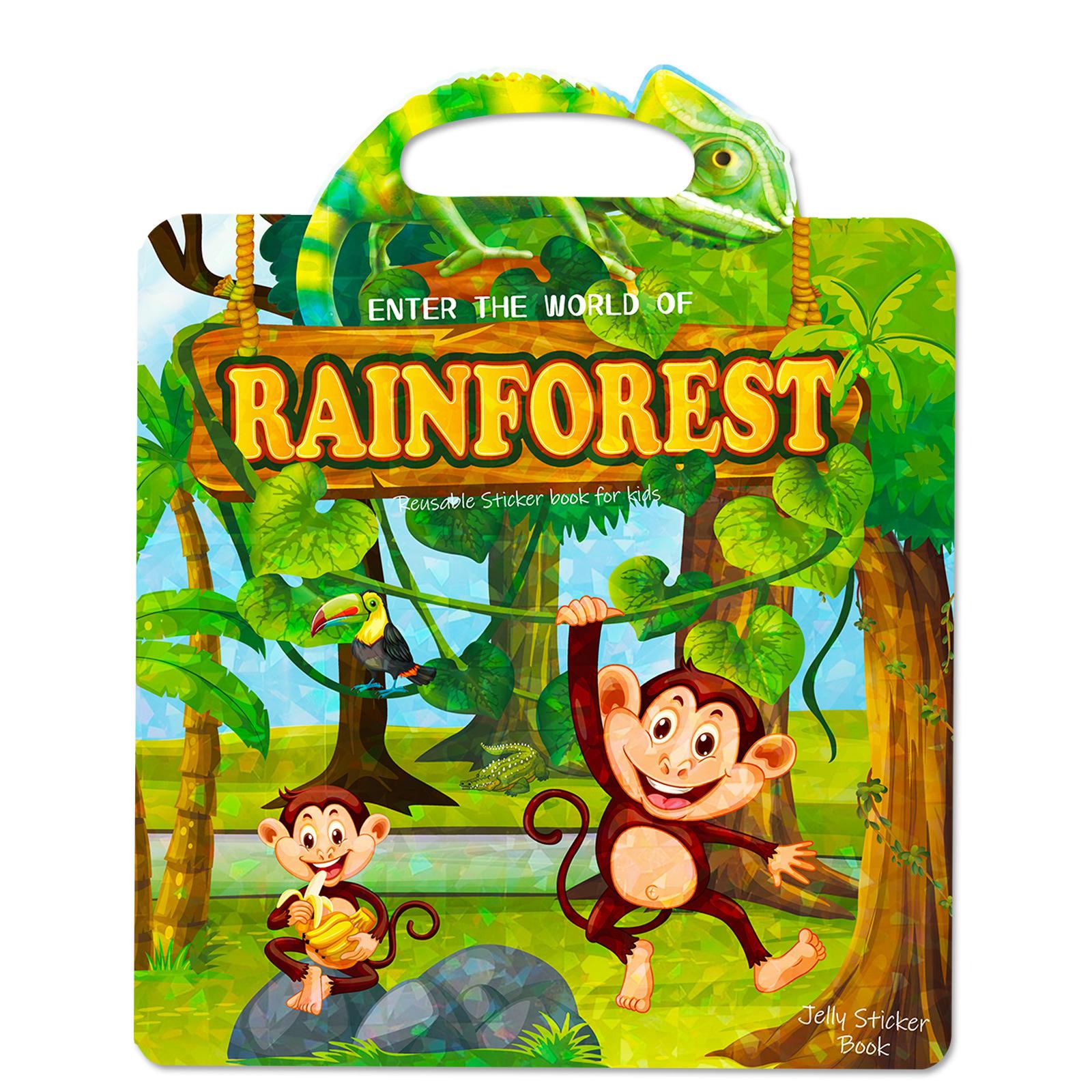 

Children S Early Education Tropical Rainforest Animal Cognitive Card Concentration Cultivation Quiet Book Puzzle Jelly Sticker Book