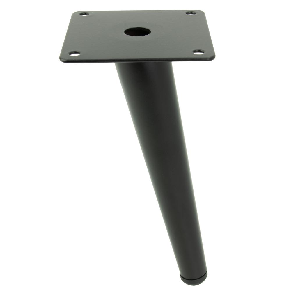 Furniture leg, oblique pin, black matt, 18 cm