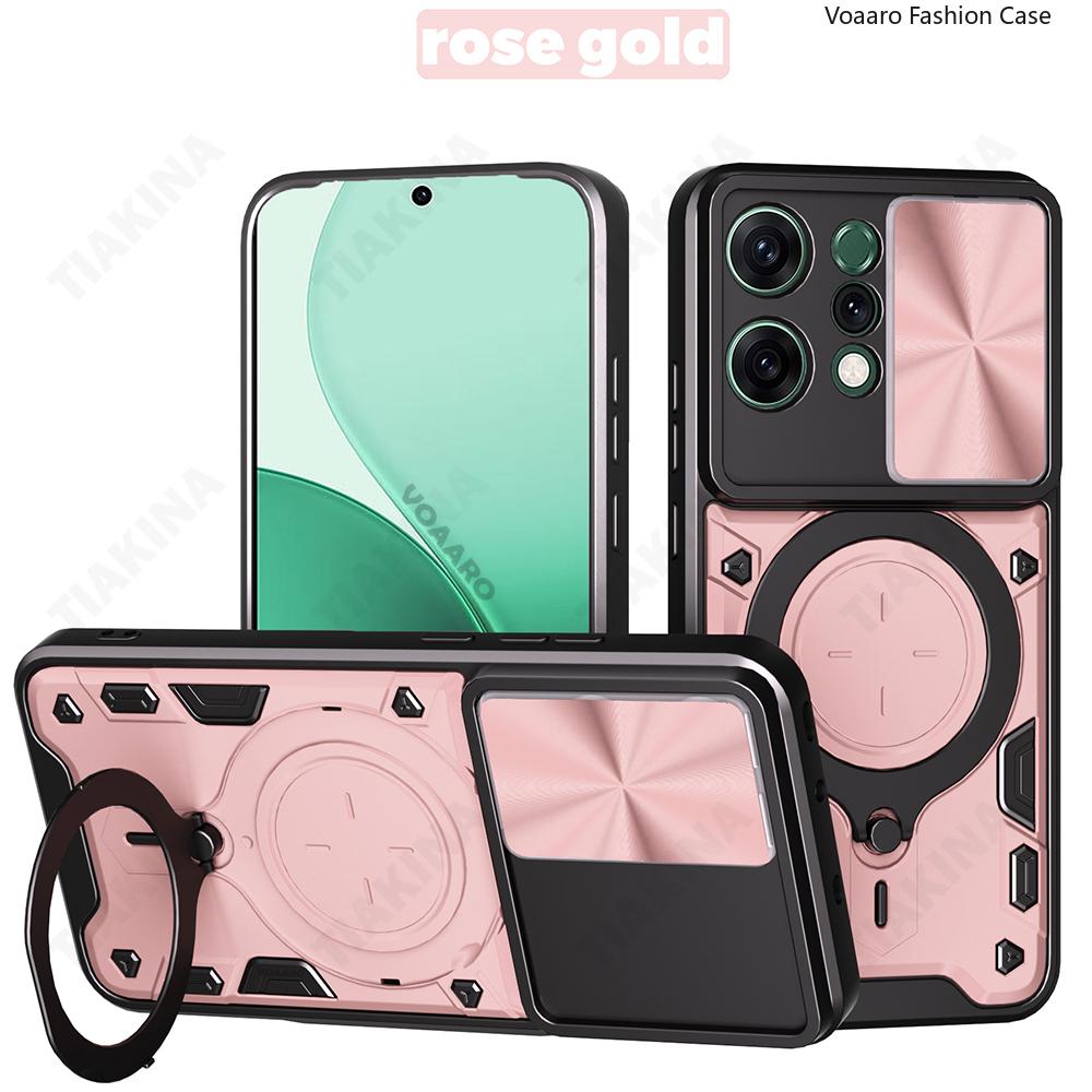 Slide Lens Armor Funda for OPPO Reno14 Pro Case for OPPO Reno 14 Pro Reno14 F Case Magnetic Ring Stand Holder Cover