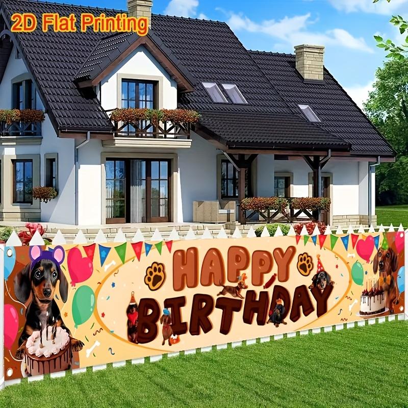Happy Birthday Dachshund Dog Banner, Dog Motif Design, Polyester Outdoor Indoor Celebration Decoration