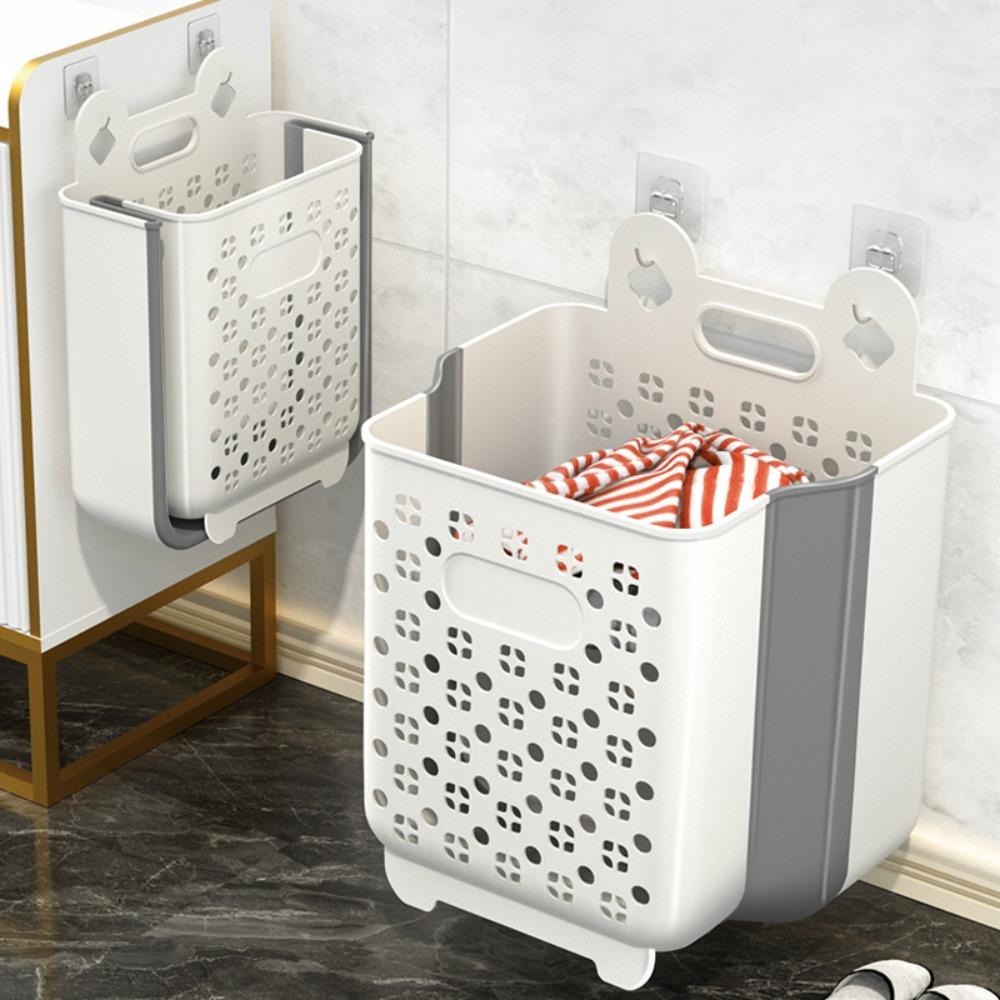 Foldable Dirty Clothes Basket Large Capacity and Load-bearing Clothing Storage Basket Bathroom Household Plastic Storage Basket