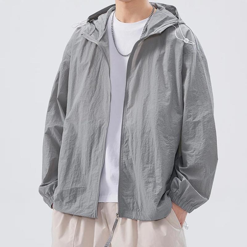 Ice Silk UPF 50+ Men's Sun Protection Coat Breathable Lightweight Summer Quick Dry UV Protect Outdoor Hoodie for Hiking Fishing