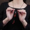 GEMCHIC Women's Ethnic Style Red Agate Long Necklace Vintage Glass Bead Pendant Sweater Chain Boho Jewelry Gift