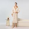 Cozy Couple Jacquard Fleece Long Robe - Hooded Autumn/Winter Bathrobe for Men & Women