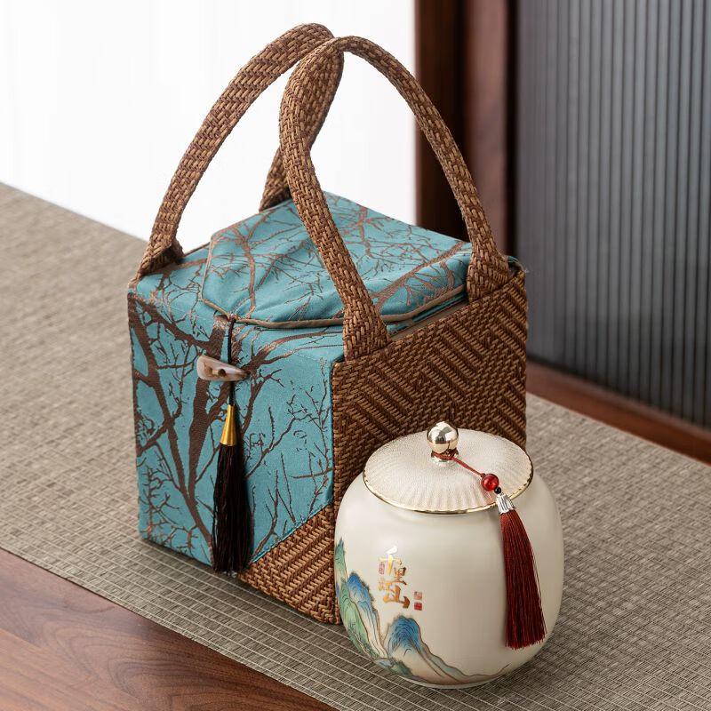 Керамическая банка для хранения чая подарочный набор