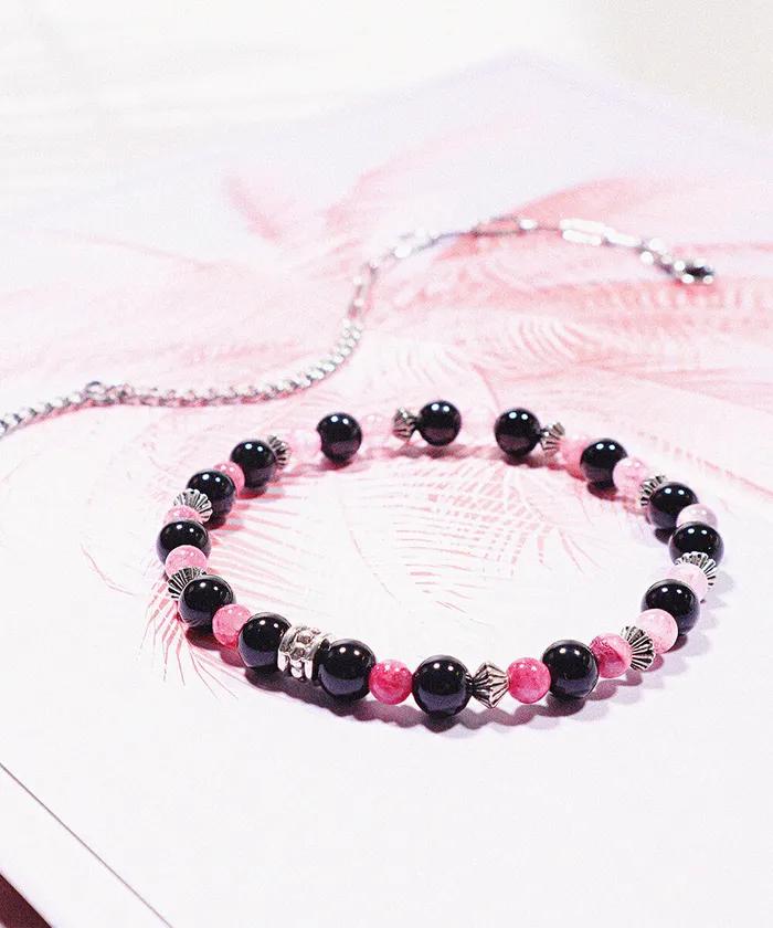 Line Point Double 1098 H Black Hair Pink 1386 Bracelet Set (C2601-SE467_PK)