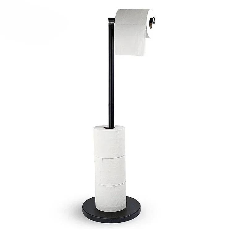Stainless Steel Freestanding Floor-Mounted Paper Towel Holder - Single Pole Toilet Paper Storage Organizer for Bathroom &Kitchen