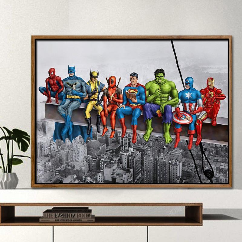 Disney Marvel Super Hero Poster Spiderman Hulk Iron Man Canvas Painting Wall Art HD Avengers Picture Room Decor Children's Gifts