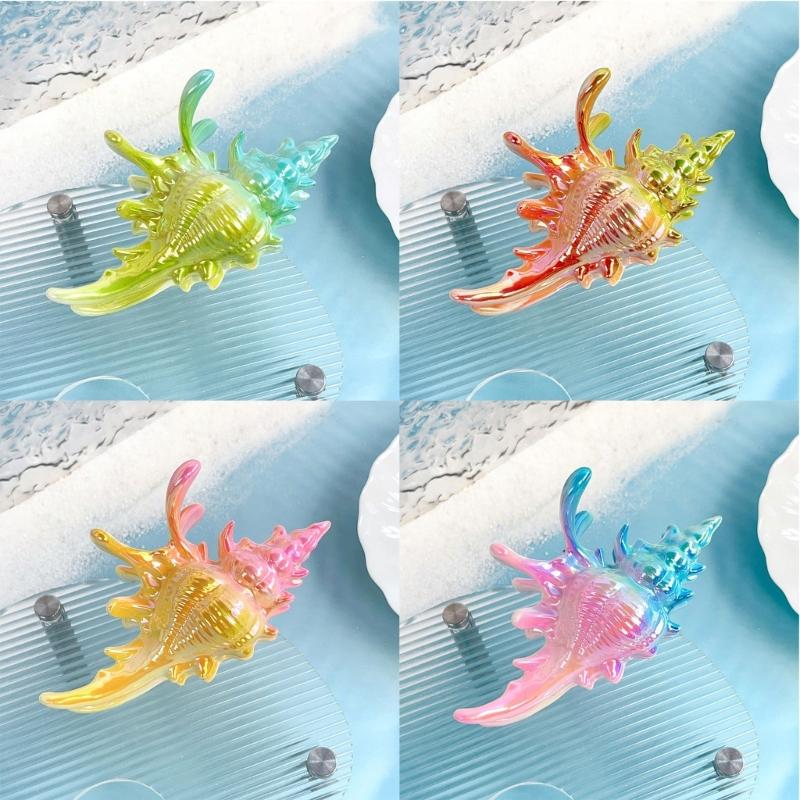Vibrant Conch Charm Hair Claw Hairpin For Women Summer Vacation Headdress Securely Hold Beach Styling Tool