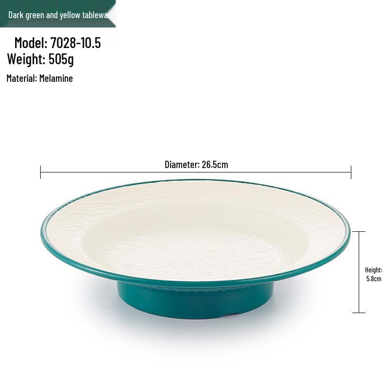 Melamine Straw Hat High-Footed Deep Plate for Pasta, Cold Dishes, and Mixed Noodles - Restaurant Tableware