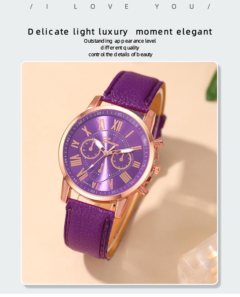 Reloj Mujer Fashion Women Watches Ladies Purple Leather Quartz Wrist Watch for Women Bussiness Casual Watch Relogio Feminino