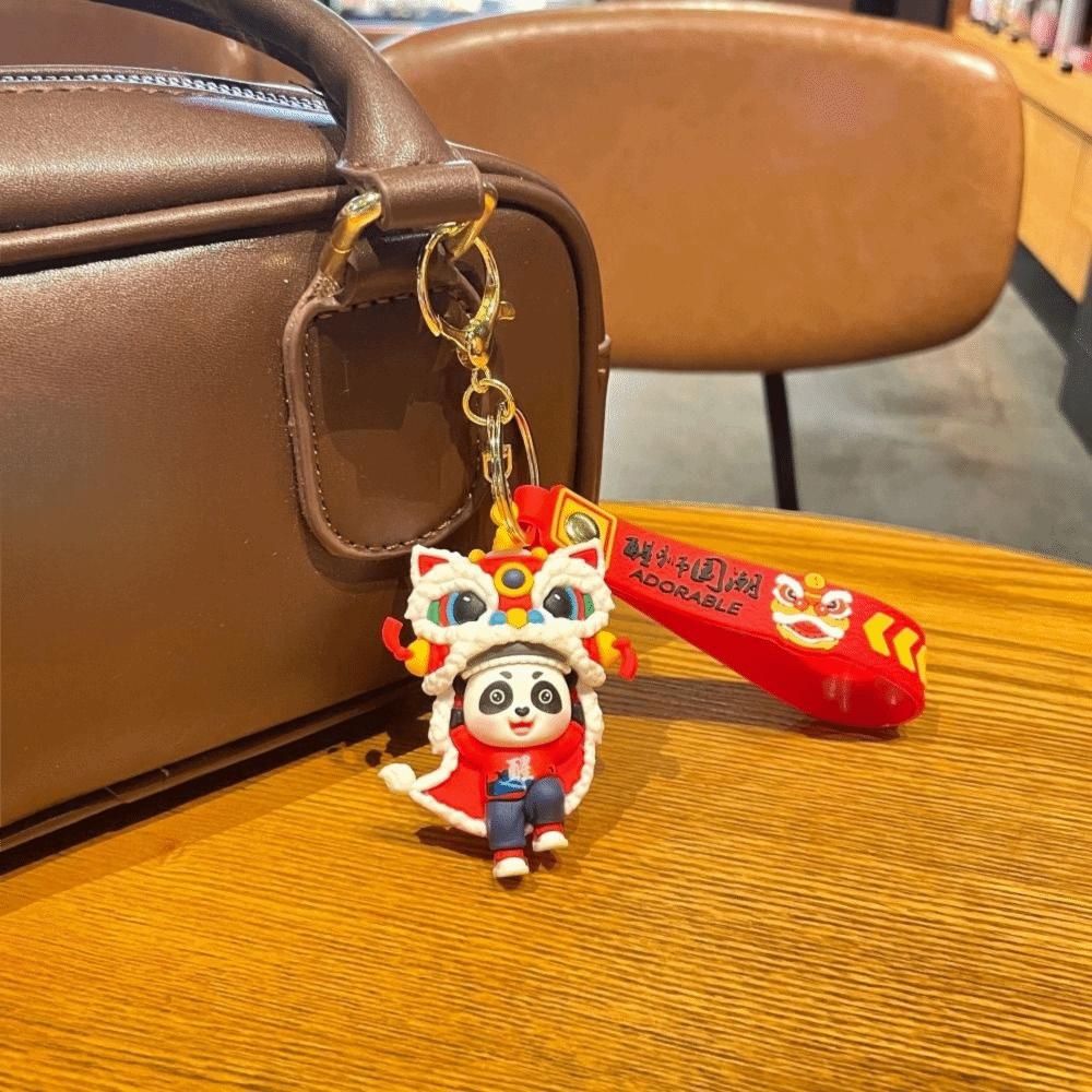 Small Pendants Year Snake Keychain Red Color Cartoon Keyring Lion Dance Doll  Daily Use
