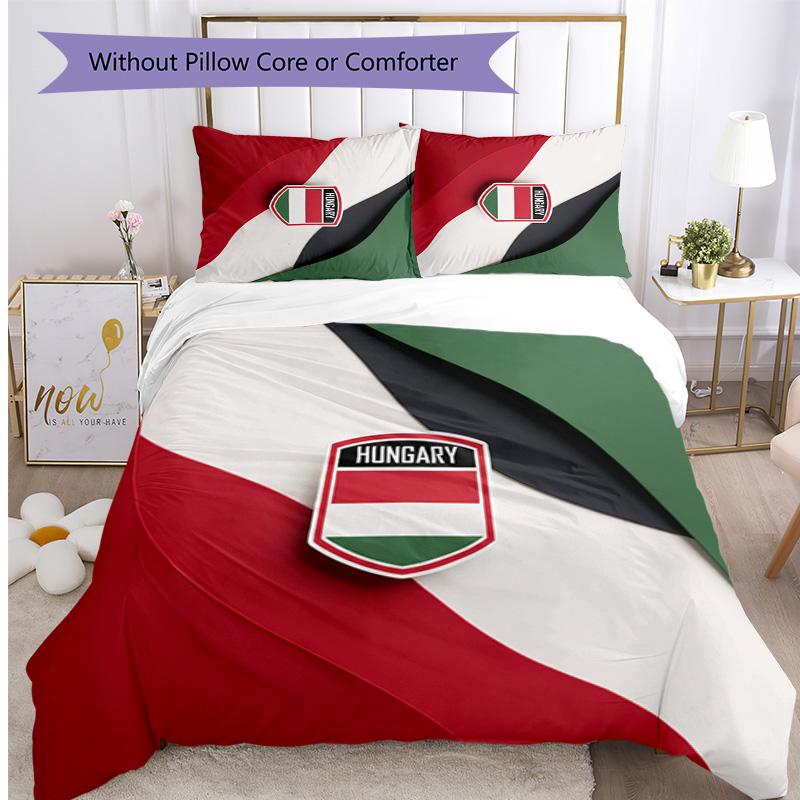Set Biancheria da Letto Stampata Calcio Ungheria 3 Pezzi Copriletto Traspirante Accogliente come Regalo per Inaugurazione Casa o Festa