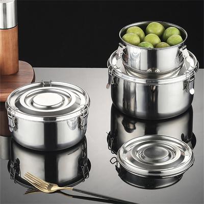 Cutie de prânz rotundă din oțel inoxidabil Cutie portabilă sigilată pentru cuptor cu microunde Bento cu cataramă Recipient pentru alimente rezistente la scurgeri Cutie pentru păstrarea proaspetelor