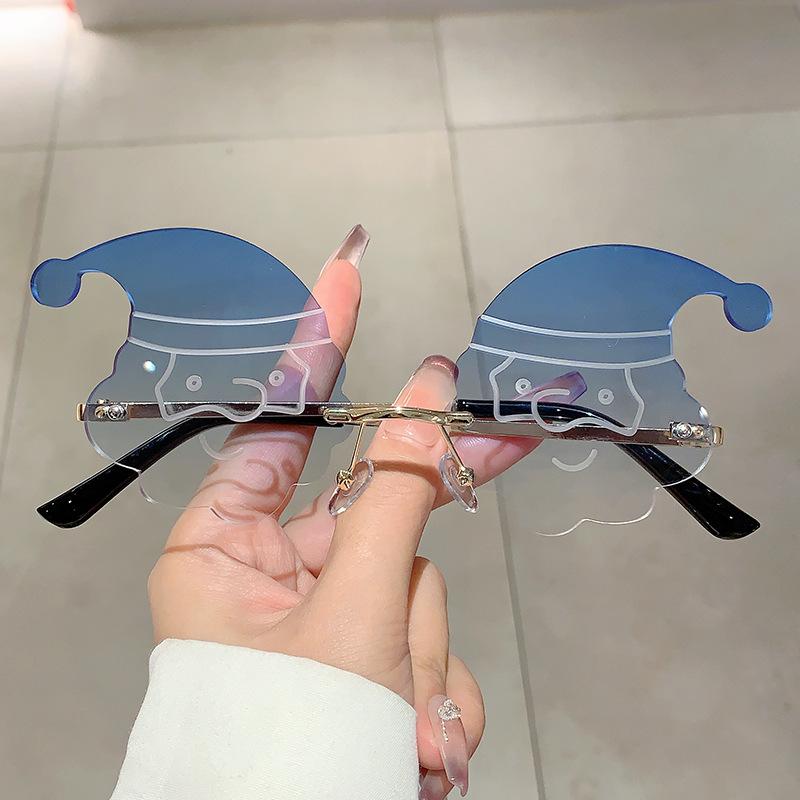 Luxury Designer Santa Claus Sunglasses Vintage Fashion Rimless Party Shades For Women Men Christmas Cute Sun Glasses
