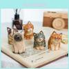 Wooden Cat Carving Decorative Figurine Handmade Home Office Gift For Cat Lovers