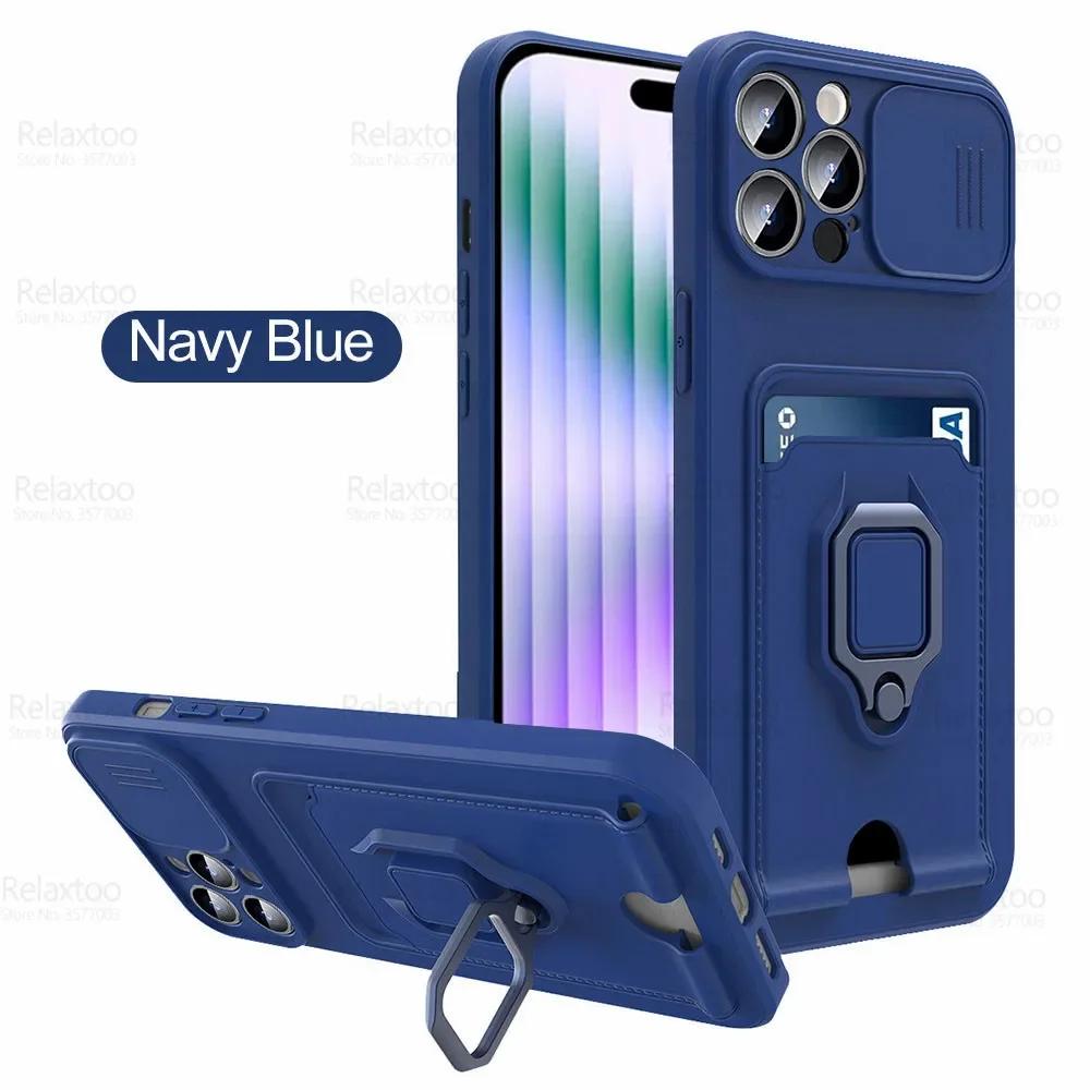 Sliding Camera Protection Case for Iphone 15 Plus 14 13 Pro Max 12 11 Pro Xr Xs Max X Vehicle Magnetic Bracket Card Wallet Shell
