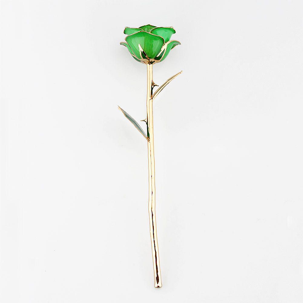 Deep Green Gold Rose, ZJchao Gold Rose Love Forever Long Stem Dipped 24k Rose Foil Trim Gifts