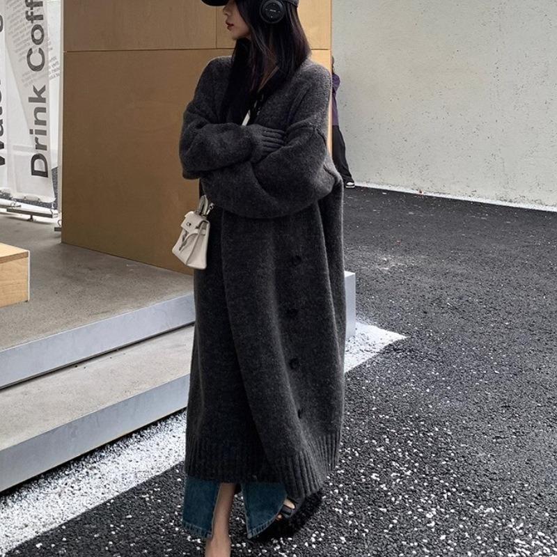 

Новый свободный и ленивый стиль средней длины мягкий восковой приятный к коже свитер для женской осени и зимы нежный вязаный кардиган для женщин One size