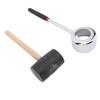 Coconut Opener Tool Set with Hammer Stainless Steel Food Grade Coconut Breaker Kit with Wooden Handle for Shop