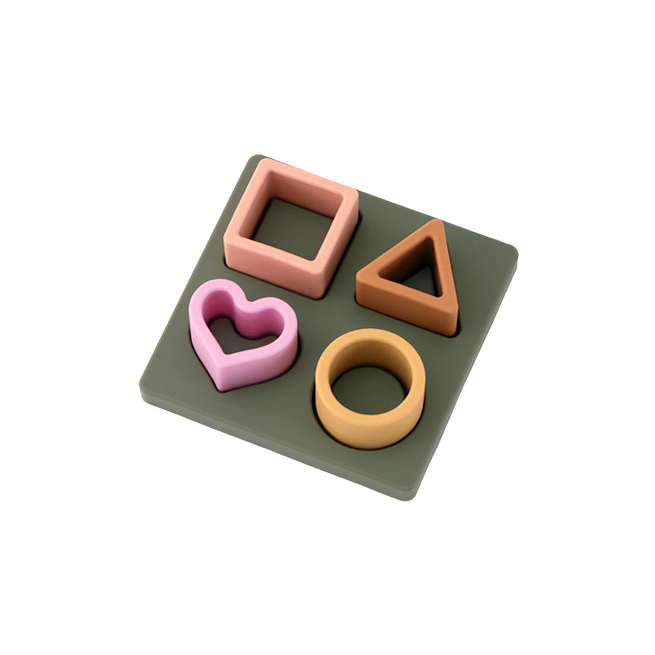 

Color Kids 1Set BPA Free Baby Teether Toy Montessori Sensory Puzzle Board Silicone Geometric Chew Toy 0-3 Years Learning Toy