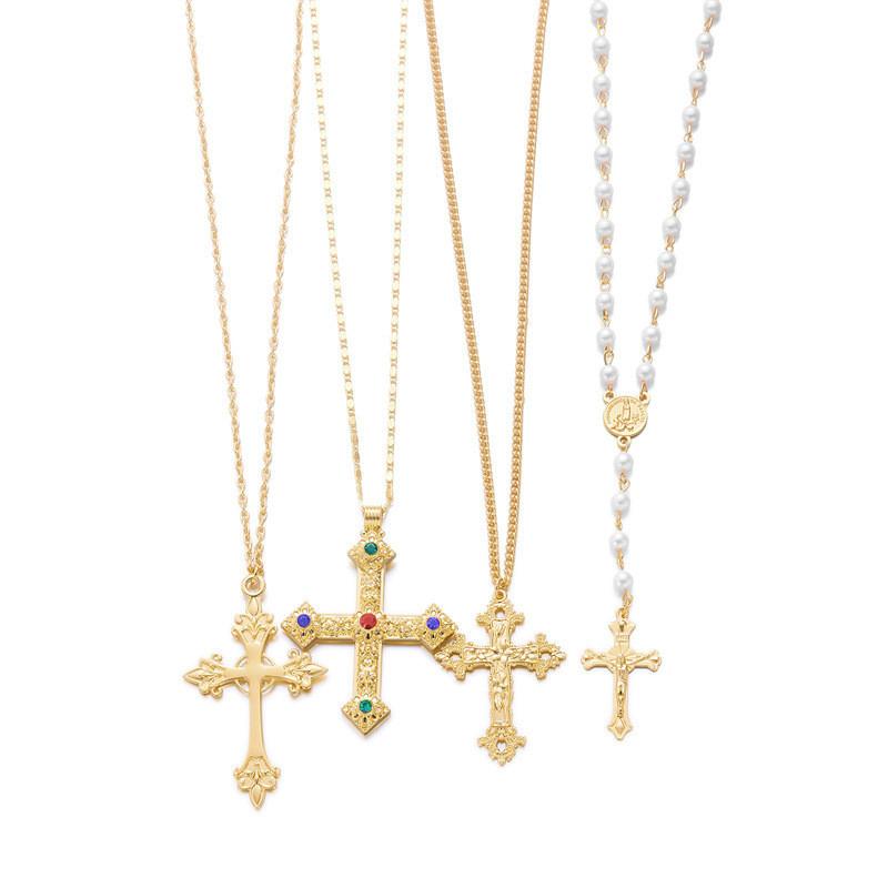 Collier Pendentif Croix Pour Femmes Avec Design Géométrique en Alliage Et Ornements Inspirés de la Nacre Pour un Style Mode Décontracté