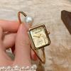 Sunlifex Femme Luxury Women's Bracelet Watch 1 Large Pearl Cut Glass Square Dial Quartz Wristwatch Hand Bangle Saati Relojes