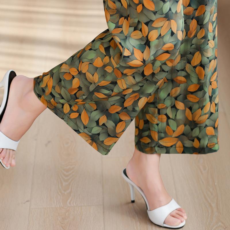 Pantaloni Estivi da Donna Taglie Forti a Vita Alta Larghi Vintage Abbigliamento Elastico in Vita Pantaloni Estivi