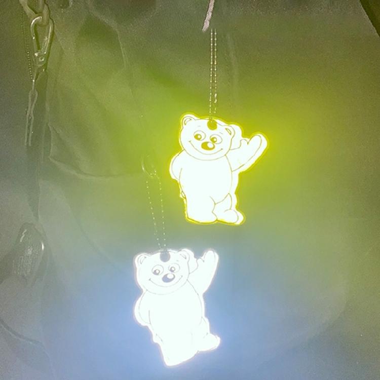 Cute Bear Shape Reflective Keychain Bag Pendant Student Bag Safety Reflector