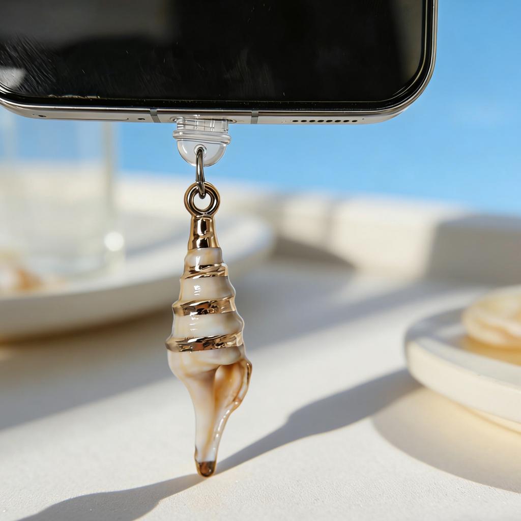 Ocean-Themed Conch-Shaped 3D Phone Dust Plug, Adds a Light Luxury Ocean Atmosphere to Electronic Devices for Daily Use