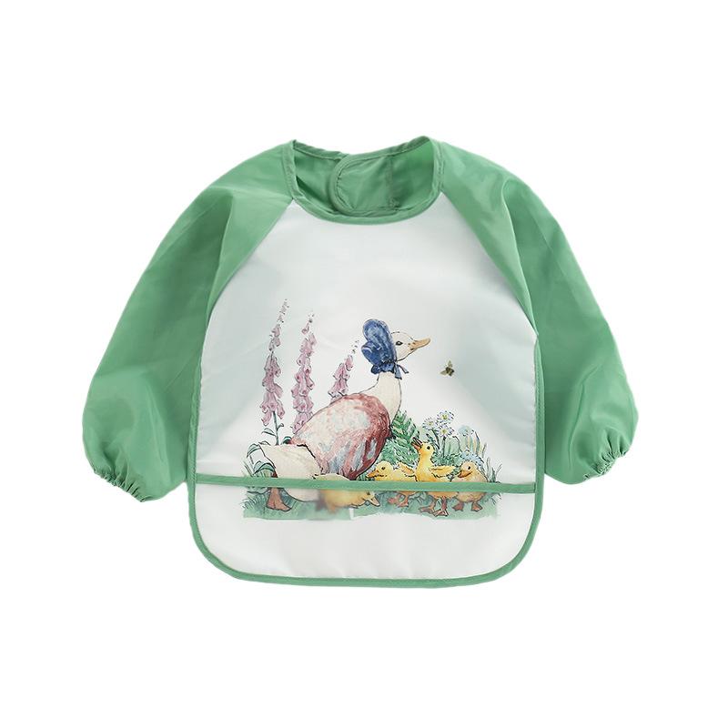 Cute Baby Bibs Toddler Baberos Bavoir Waterproof Long Sleeve Apron Cartoon Animals Children Feeding Smock Bib Baby Stuff 0-3Y