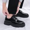 Nowe buty na wysokim obcasie na platformie, zwiększające wzrost o 4 cm, casualowe męskie buty ze skóry lakierowanej, męskie buty Oxford do sukienki, buty na formalną imprezę, ślub