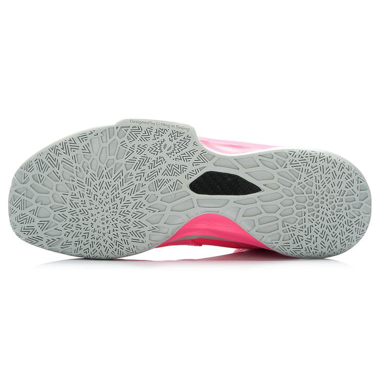 Li Ning SONIC 3 Mesh Slip Resistant Coverage Support Cushioning High top Basketball Shoes Men's Pink Gray ABPK021-5
