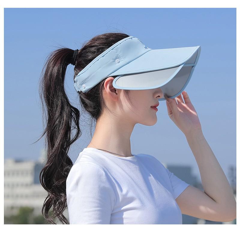 Womens UV Protection Sun Hat With Wide Brim Face Veil Breathable Mesh Visor Cap Beach Cycling Outdoor