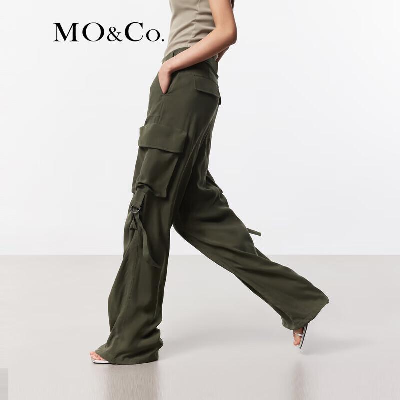 MO&Co. Matte Cupro Drawstring Cargo Pants