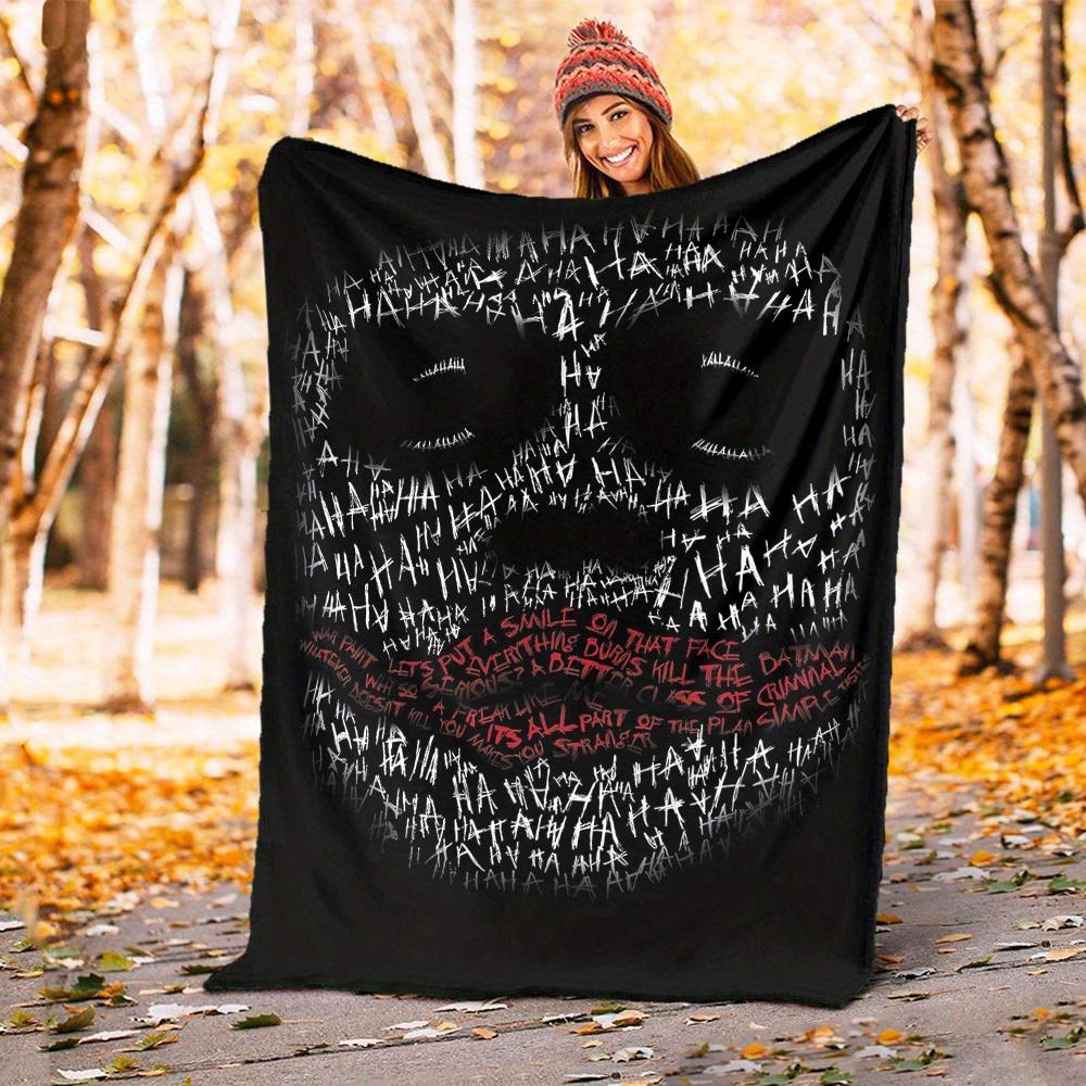 1pc Joker Theme Design Flannel Blanket - 3D Printed Soft Warm, All-Season Lightweight Throw for Camping Travel Bed-080754